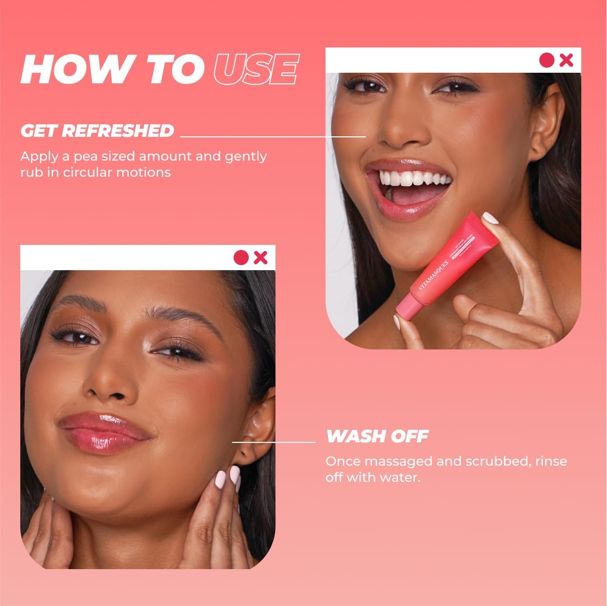 Vitamasques Watermelon Lip Sugar Scrub – Exfoliates, Moisturizes & Softens Lips with Shea Butter, Overnight Hydration, Made in Korea