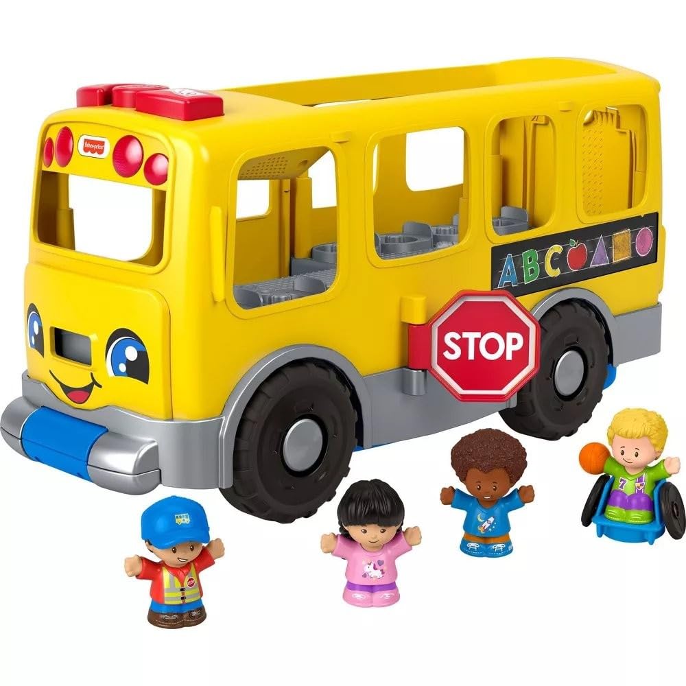 Fisher-Price Little People Toddler Learning Toy, Big Yellow Bus Musical Pull-Along Vehicle for Pretend Play Kids Ages 1+ Years