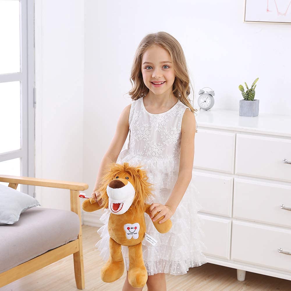 YOUYA DENTAL Tooth Fairy Plush Lion โ Educational Oral Health Doll Puppet with Teeth for Kids, Boys & Girls