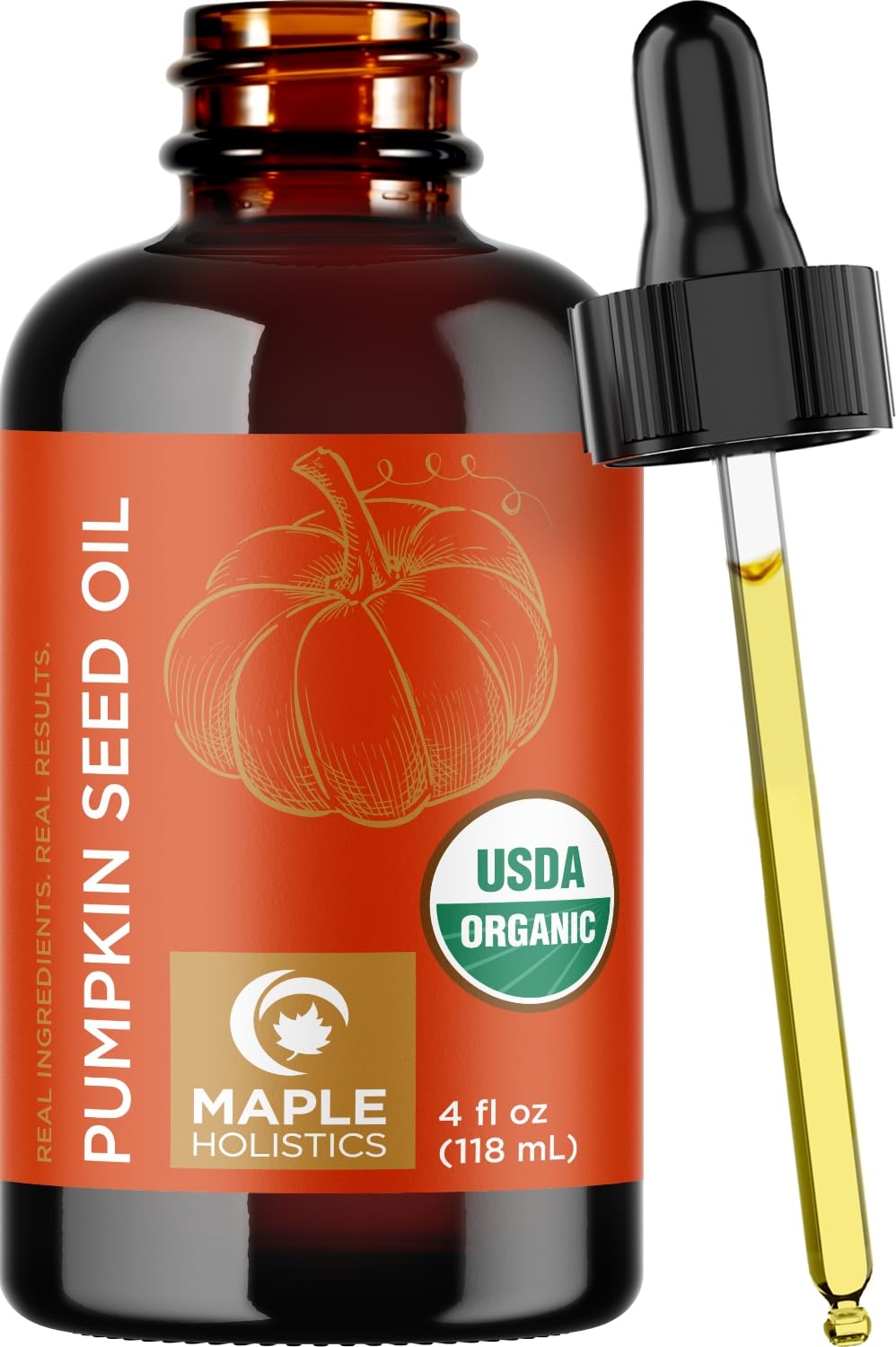 USDA Organic Pumpkin Seed Oil 4oz – 100% Pure, Cold Pressed & Unrefined Virgin Oil for Hair Growth, Volume & Anti-Aging Face Moisturizing