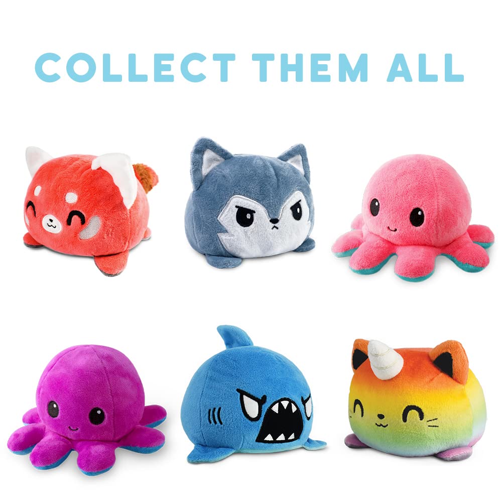 TeeTurtle - The Original Reversible Octopus Plushie - Pink + Aqua - Cute Sensory Fidget Stuffed Animals That Show Your Mood, 4 inch