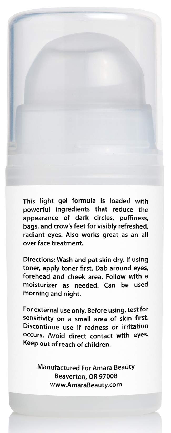 Amara Beauty Eye Cream Gel for Dark Circles and Puffiness with Peptides & Hyaluronic Acid, 0.5 fl. oz.