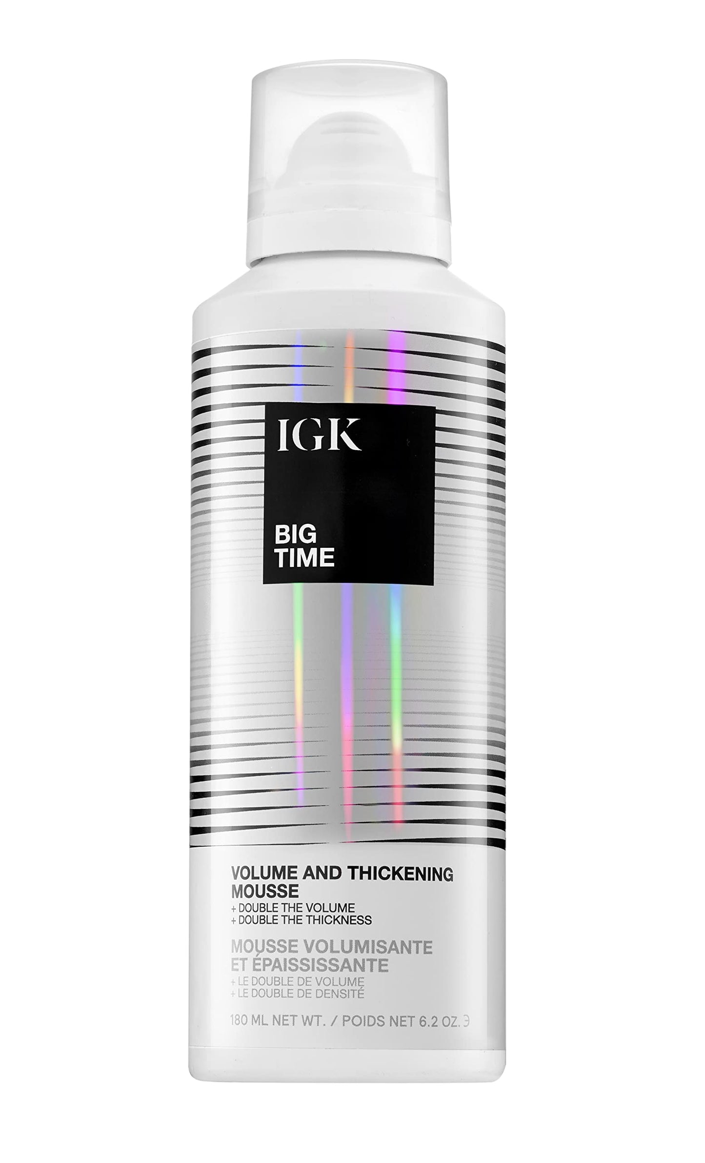 IGK BIG TIME Volume & Thickening Mousse | Moveable + Fullness + Frizz Control | Vegan + Cruelty Free | 6.2 Oz