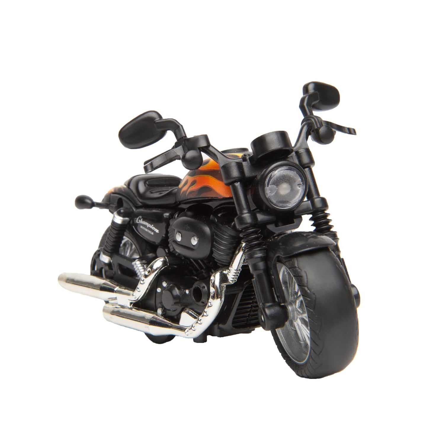 CYYSFIVQZ 1:14 Die-Cast Pullback Motorcycle Toy with Lights & Sounds, Friction Powered, Gift for Kids 3+ – Black, Birthday & Christmas