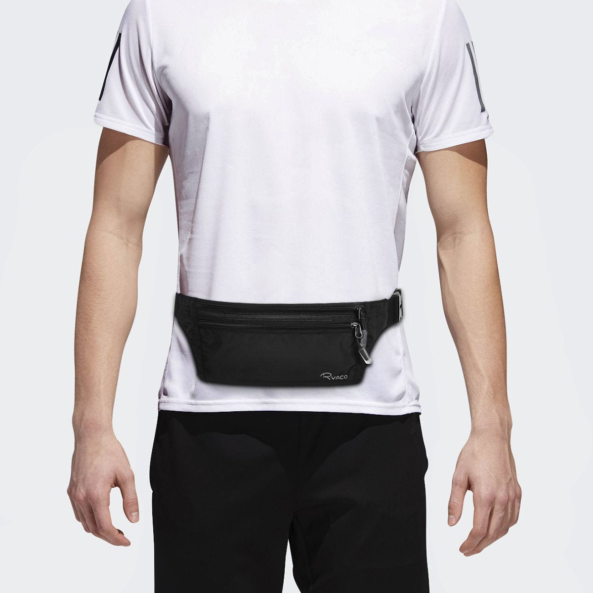 Ryaco RFID Blocking Money Belt – Slim Hidden Travel Wallet & Passport Holder with Adjustable Strap – Black Waist Pouch for Men & Women