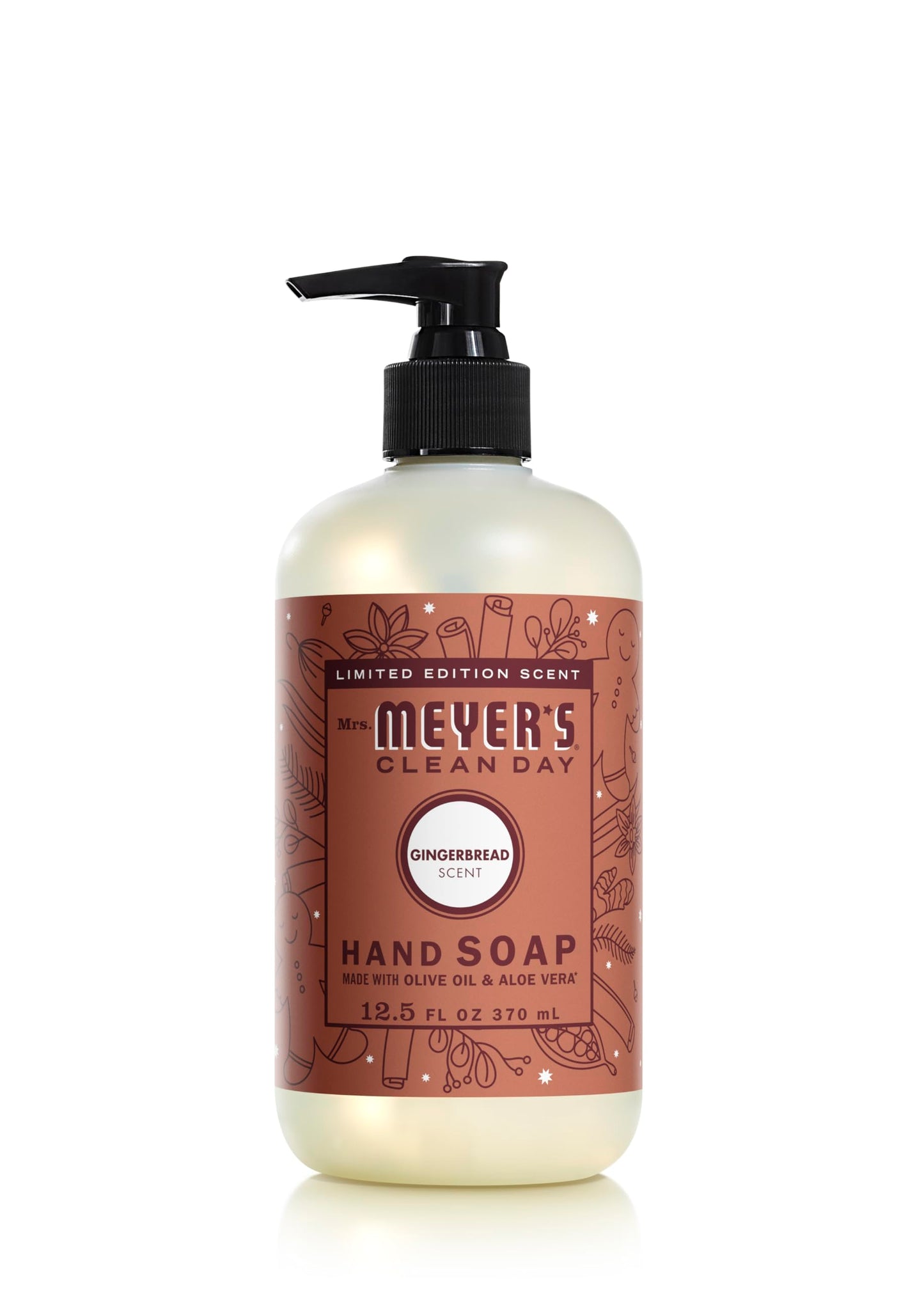 Mrs. MEYER'S CLEAN DAY Liquid Hand Soap, Limited Edition Gingerbread Scent, 12.5 Ounce Bottle
