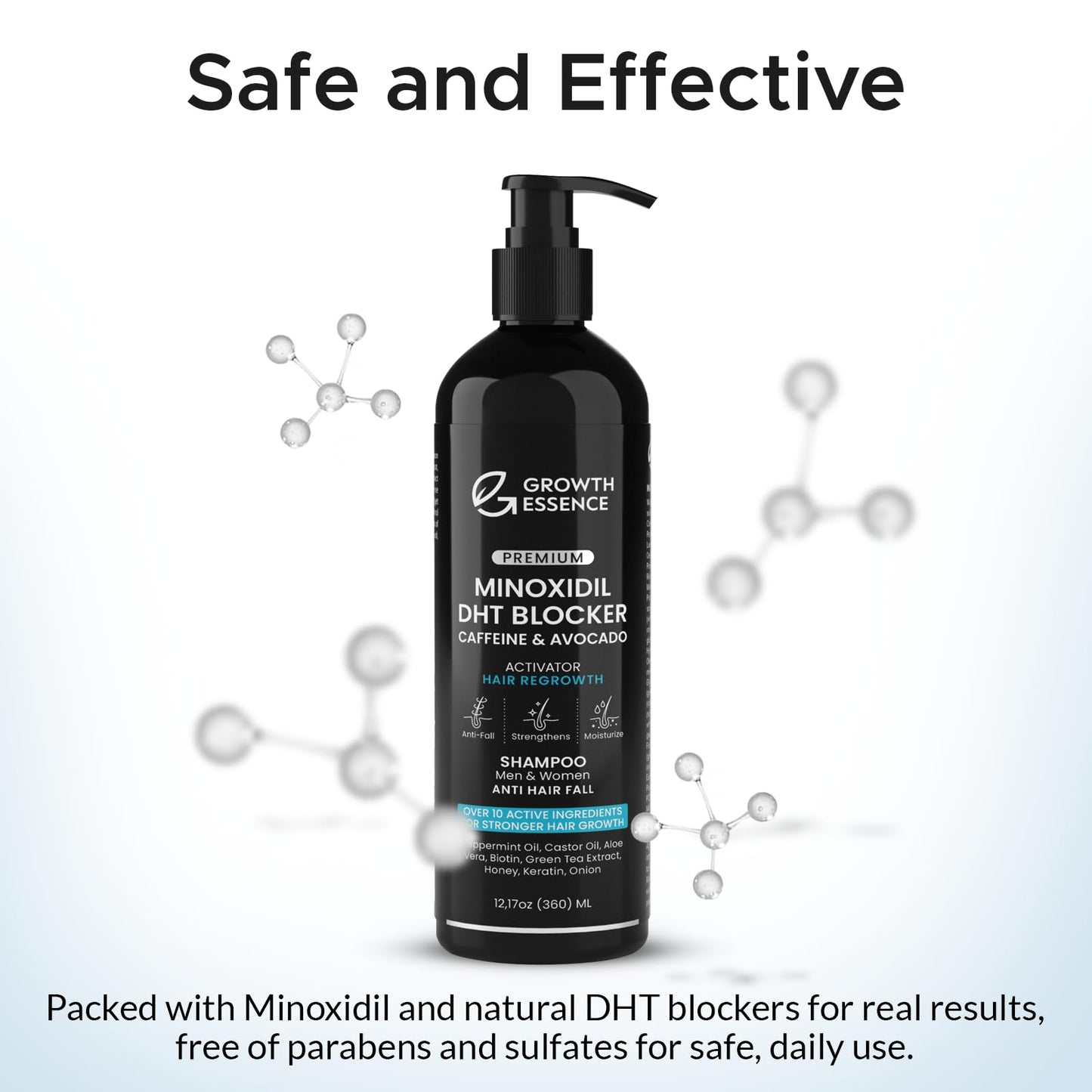 Minoxidil & Biotin Hair Growth Shampoo โ Caffeine, Castor Oil & Onion Enriched DHT Blocker for Thicker, Stronger, Healthier Hair for Men & Women