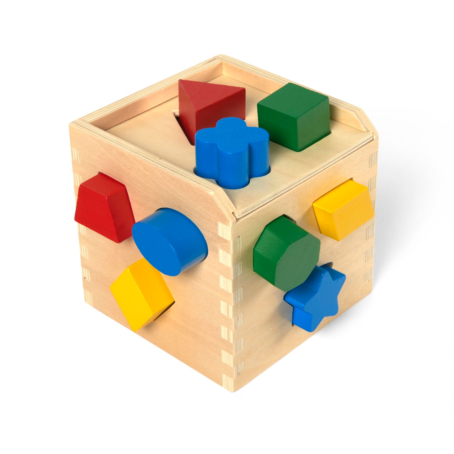 Melissa & Doug Shape Sorting Cube - Classic Wooden Toy With 12 Shapes