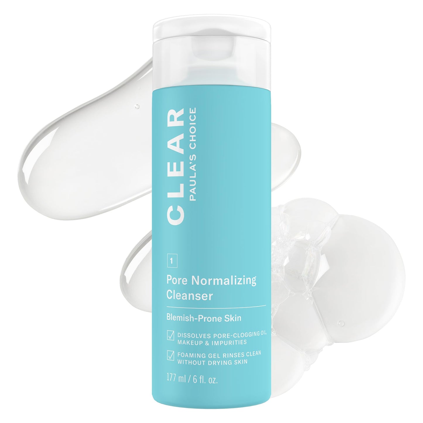 Paula's Choice CLEAR Pore Normalizing Face Cleanser – Daily Acne Wash with Salicylic Acid, Reduces Blackheads & Redness, Fragrance-Free, 6 oz