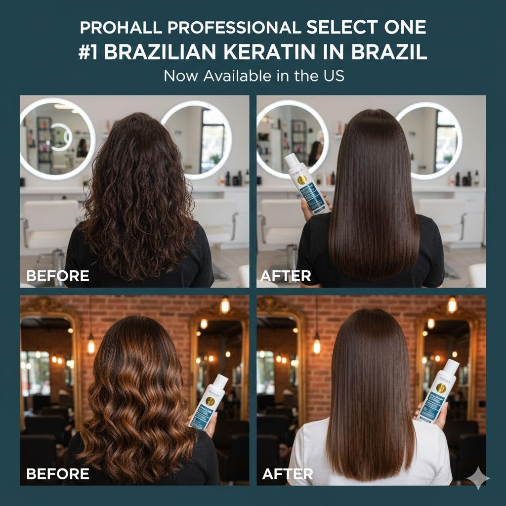 PROHALL Select One Brazilian Keratin Treatment 10.1oz | Formaldehyde-Free Blowout Complex | Smooth, Straighten & Repair Hair at Home