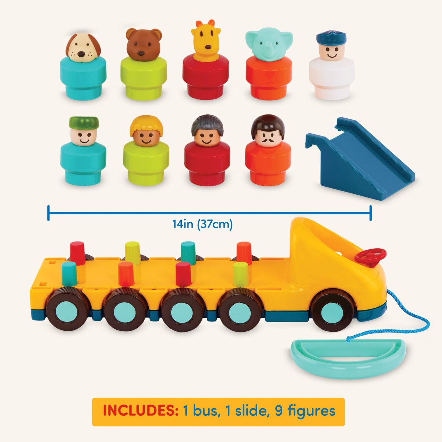 Battat – Toy Bus for Toddlers with Moving Parts & 9 Figures – Developmental Toy for Babies – Spinning Bus – 18+ Months