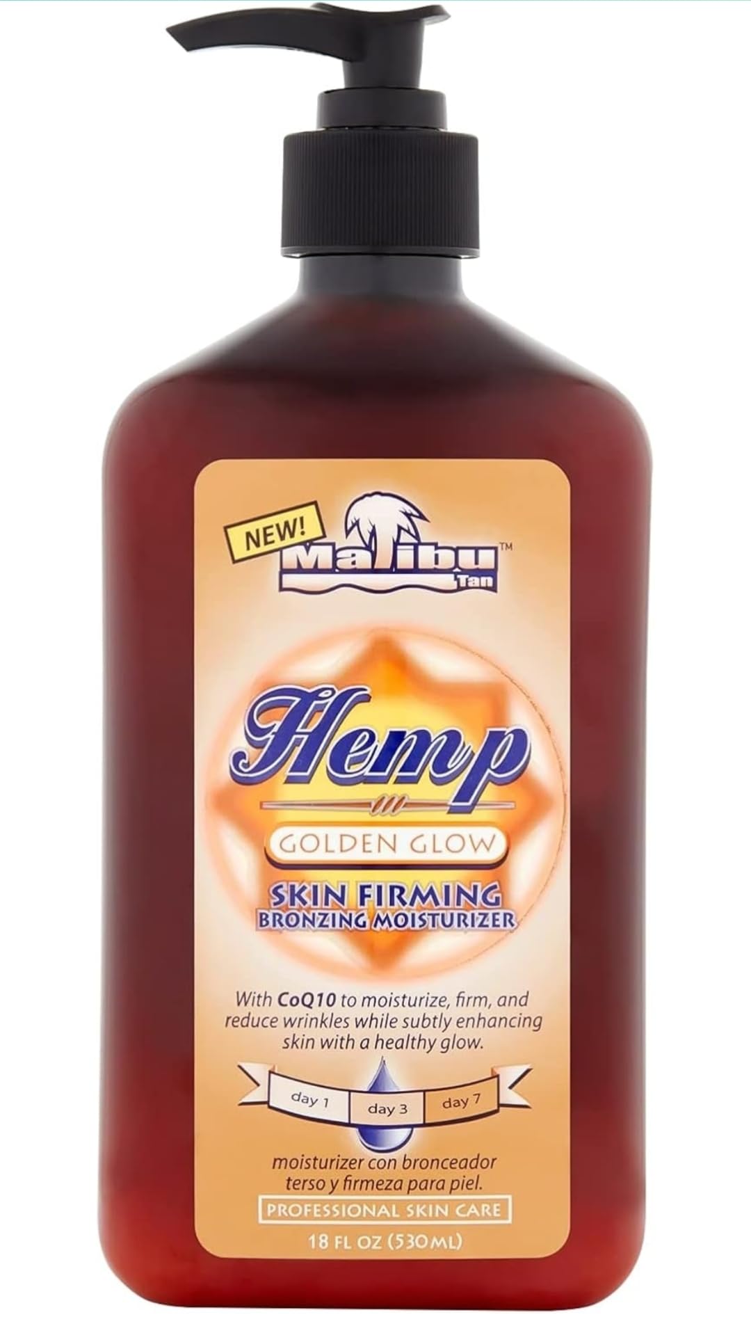 Malibu Tan Hemp Golden Glow Skin Firming Lotion, Medium Deep, 18 fl oz (530 ml) - 1-PACK