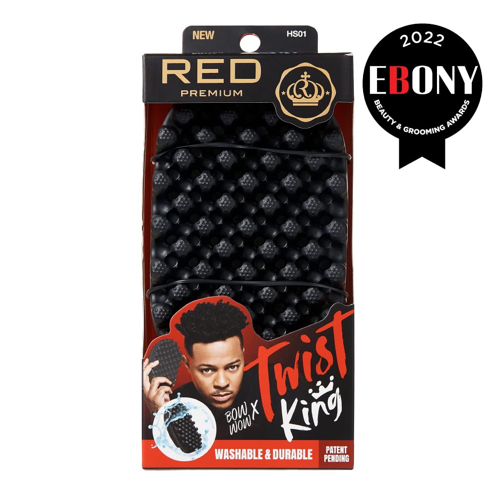 RED by Kiss BowWow Twist King Premium Twist Styler Comb Brush – Washable, Durable Sponge Alternative for Barbers & Daily Use, Ideal for Afro, Curly, Coiled, 4C Hair