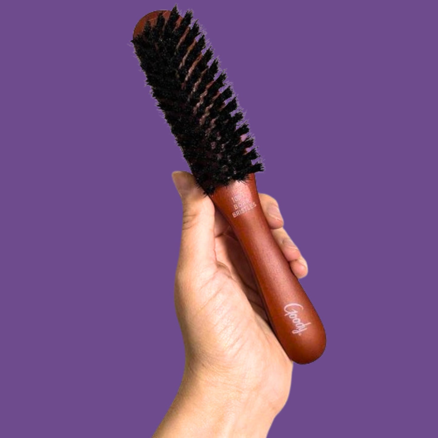 Goody Smooth and Sleek Wood Styling Brush with Natural Boar Bristles, Flyaway Free Finish, For All Hair Types, Brown, 1CT