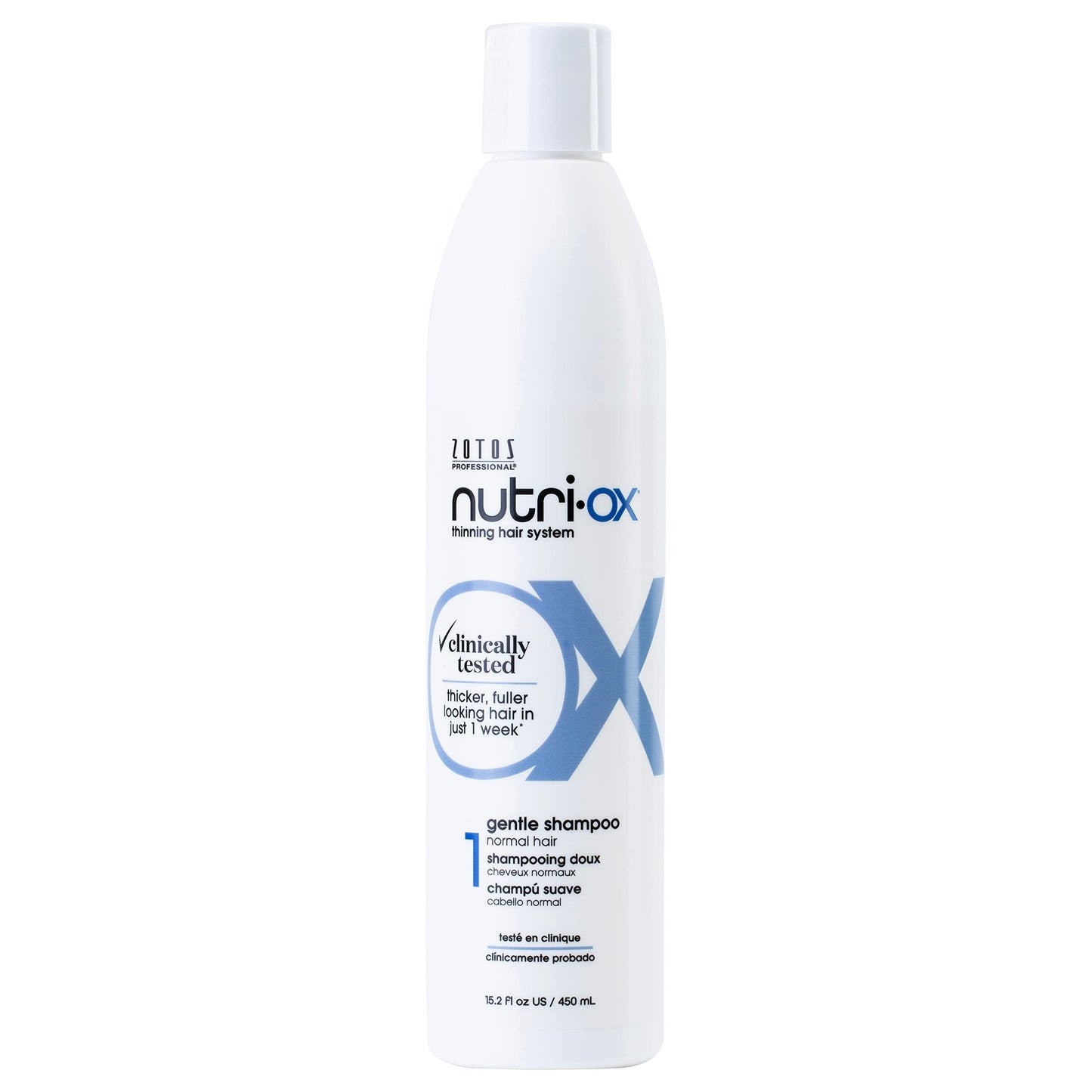 NUTRI-OX Gentle Shampoo for Thinning Hair, Normal Hair Type | Promotes Thicker, Fuller-Looking Hair | Peppermint, Color-Safe, 15.2 Fl Oz