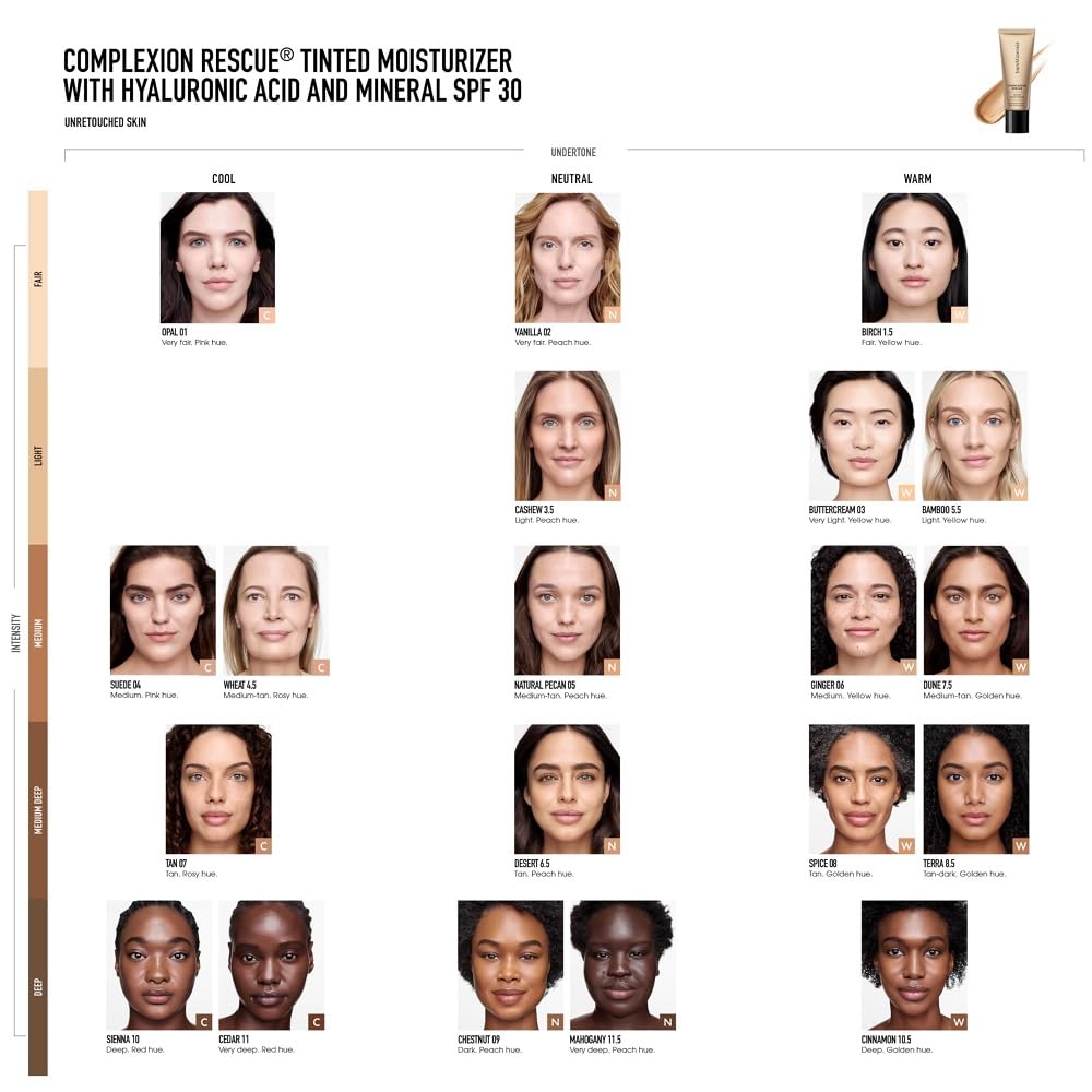 bareMinerals Complexion Rescue Tinted Moisturizer for Face with SPF 30, Full Size, Natural Pecan 05