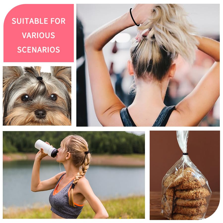 GOSICUKA 120 Pieces Black Hair Ties for Thick and Curly Hair Ponytail Holders Hair Elastic Band for Women or Men(4mm)