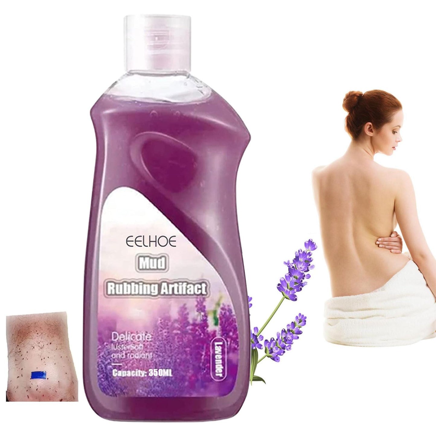 Rubbing Mud Gel 350ml - Lavender Mud Scrub for Skin, Body Exfoliator, Moisturizing & Deep Cleansing, Mud Rub Artifact Cream