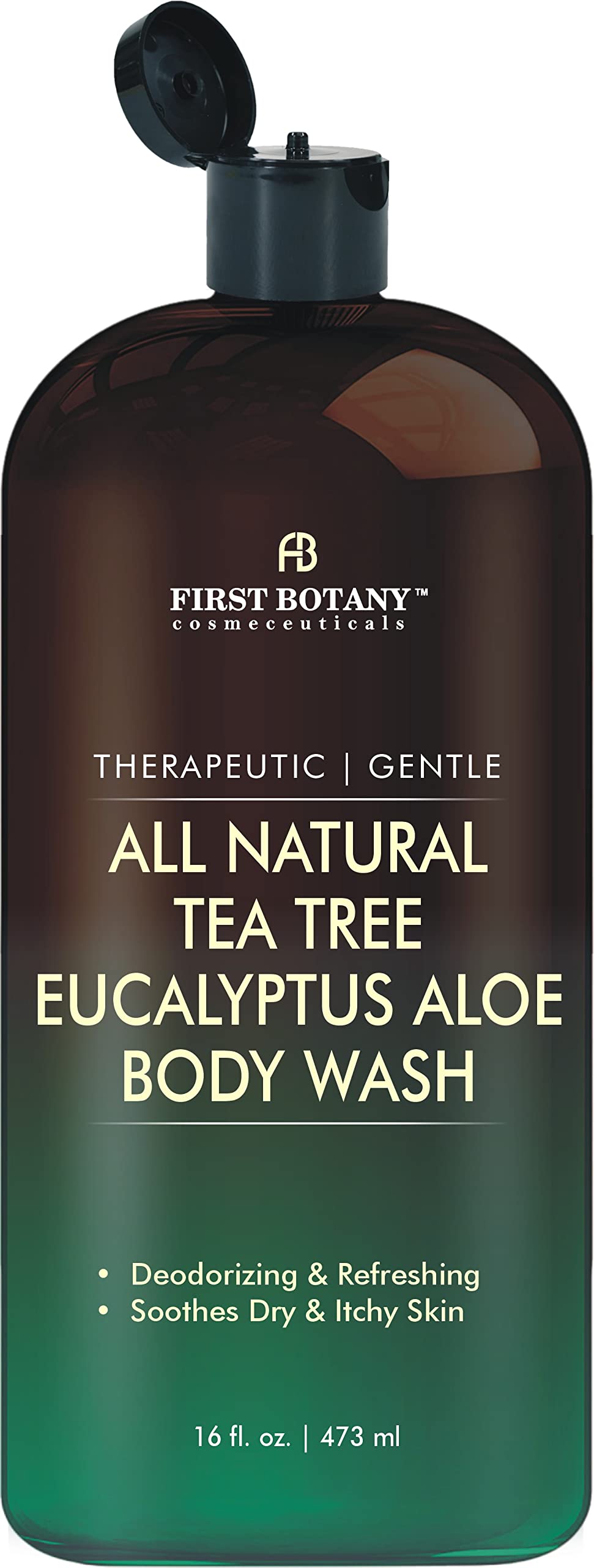 First Botany Natural Body Wash – Tea Tree & Eucalyptus, Fights Odor, Acne, Eczema, Athlete’s Foot, Dandruff, Jock Itch – 16oz