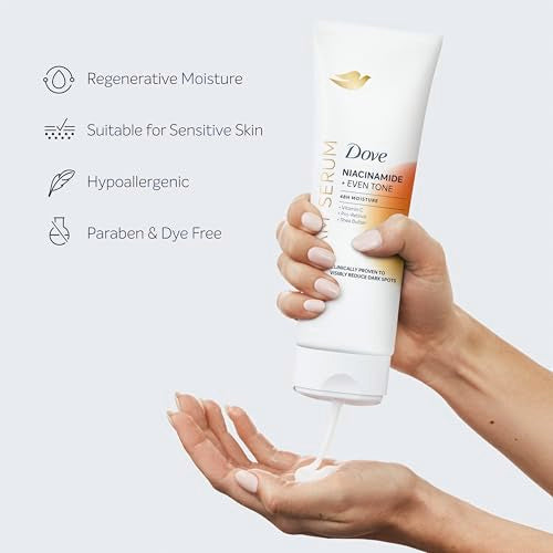 Dove Body Cream Serum Niacinamide + Even Tone for Dark Spots and Uneven Tone with Vitamin C, Pro-Retinol and Shea Butter Lotion, 8 oz