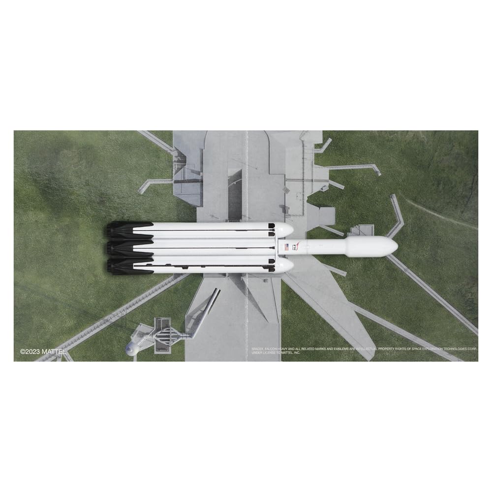 Matchbox Collectible Die-Cast Metal Sky Busters Inspired by SpaceX Falcon Heavy Rocket - HHT44 ~ White Super Heavy Lift Rocket ~ Includes Playmat
