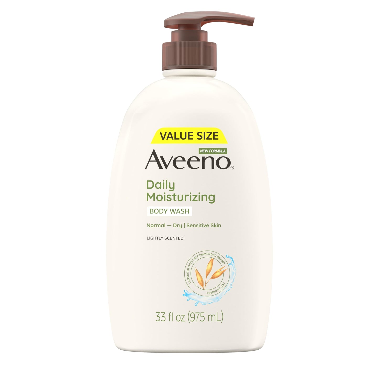 Aveeno Daily Moisturizing Body Wash for Dry, Sensitive Skin – Gentle, Soap & Dye-Free, Lightly Scented, 33 Fl Oz, Dermatologist Recommended