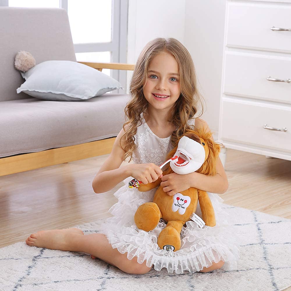 YOUYA DENTAL Tooth Fairy Plush Lion โ Educational Oral Health Doll Puppet with Teeth for Kids, Boys & Girls