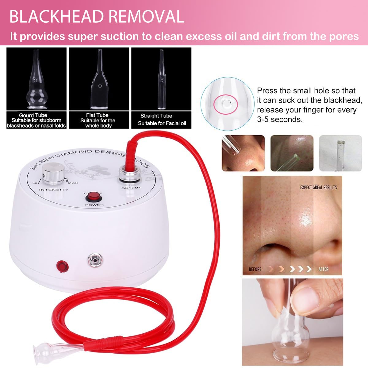 【3 IN 1 】Microdermabrasion Machine, Beauty Star Professional Diamond Dermabrasion Facial Devices at Home
