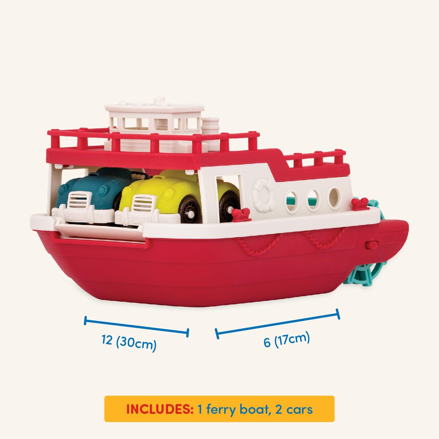 Battat – Wonder Wheels – Pool And Bath Toys For Babies, Toddlers – Floating Toy Boat For Water Play – Recyclable Materials – Ferry Boat – 1 year +