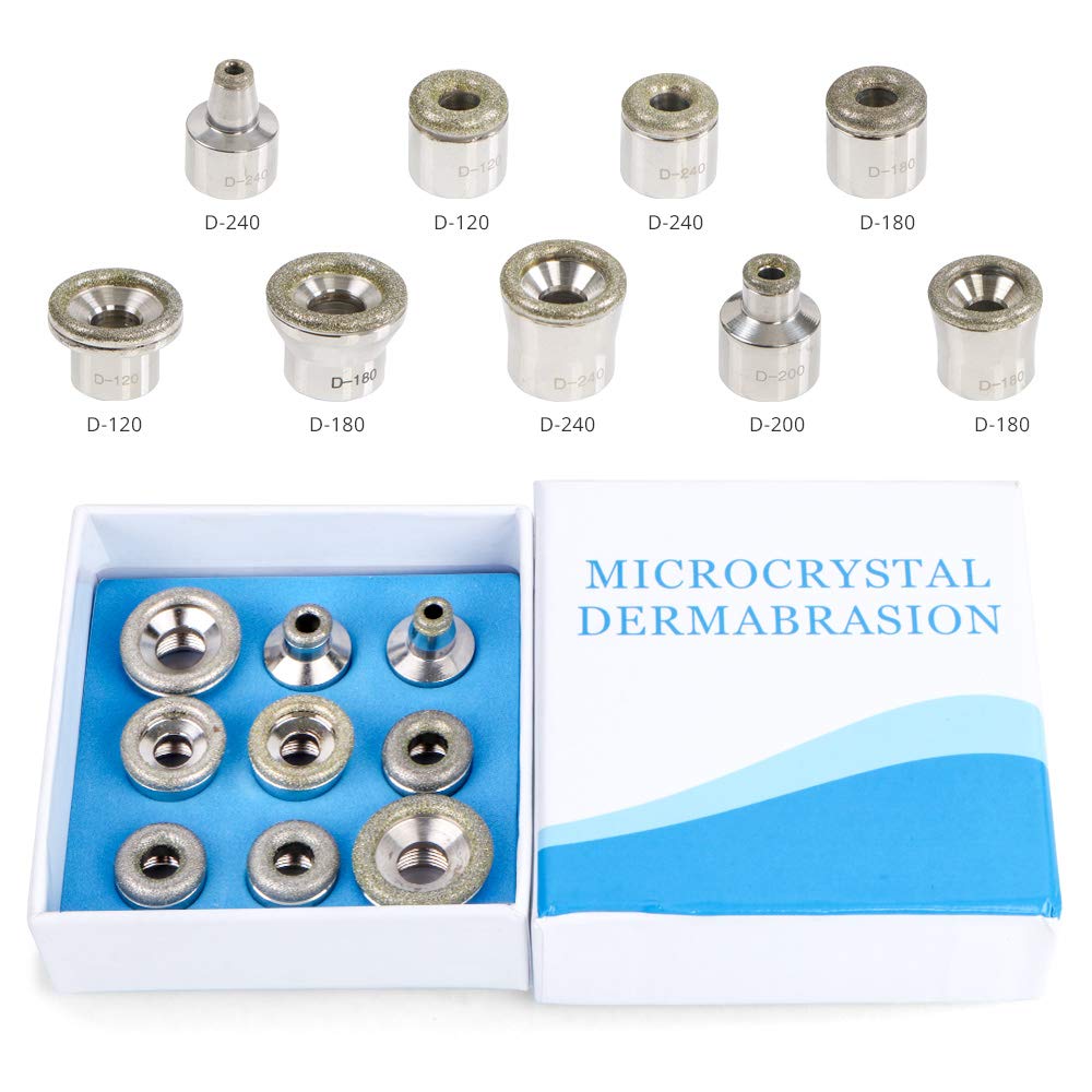 UNOISETION 9PC Diamond Microdermabrasion Tips Replacement for Facial Peel Machine, Durable Microderm Tips for Professional Use