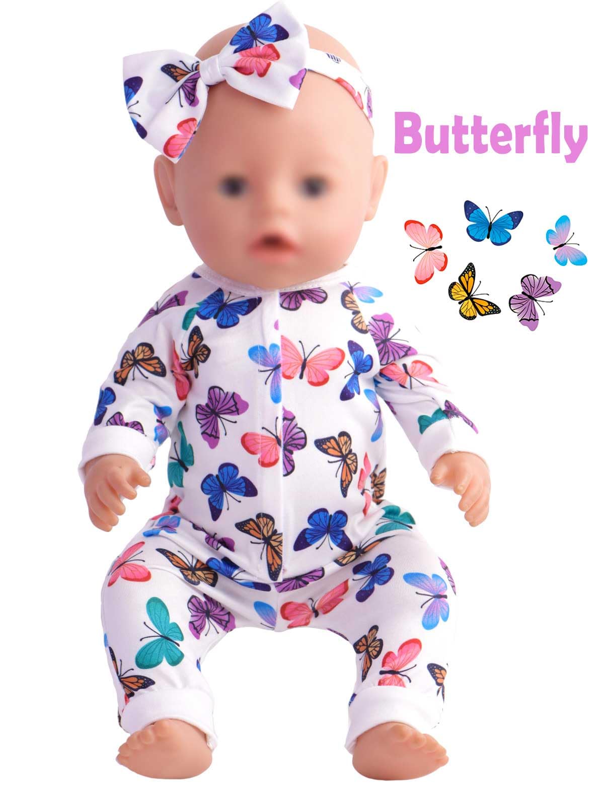 Sweet Dolly Baby Doll Accessories 5 Set Baby Doll Clothes and Headbands for 14-18 Inch Dolls, 10 PCs in Total