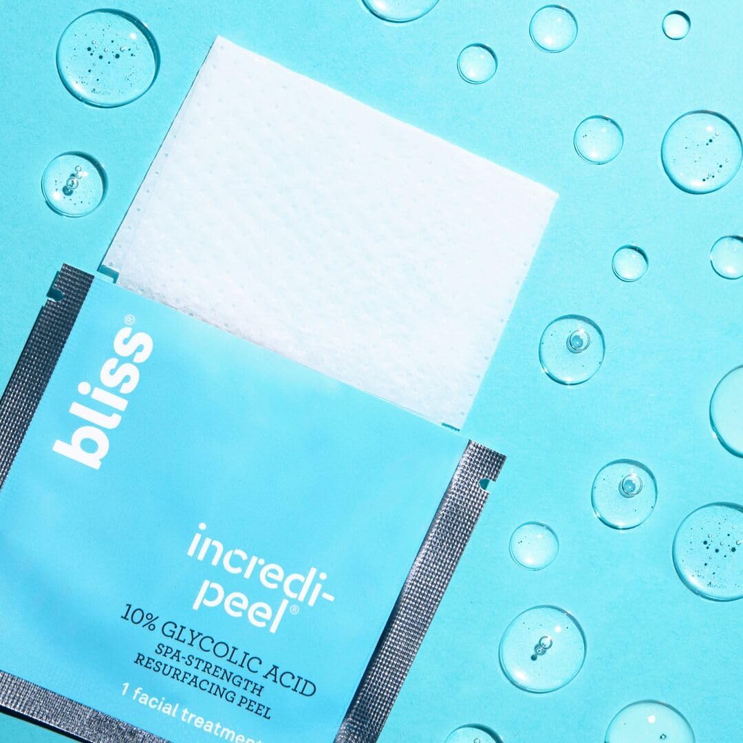 Bliss That’s Incredi-Peel Glycolic Resurfacing Pads – Exfoliating & Brightening Face Pads for Fine Lines & Discoloration – 15 Ct, Vegan & Cruelty-Free