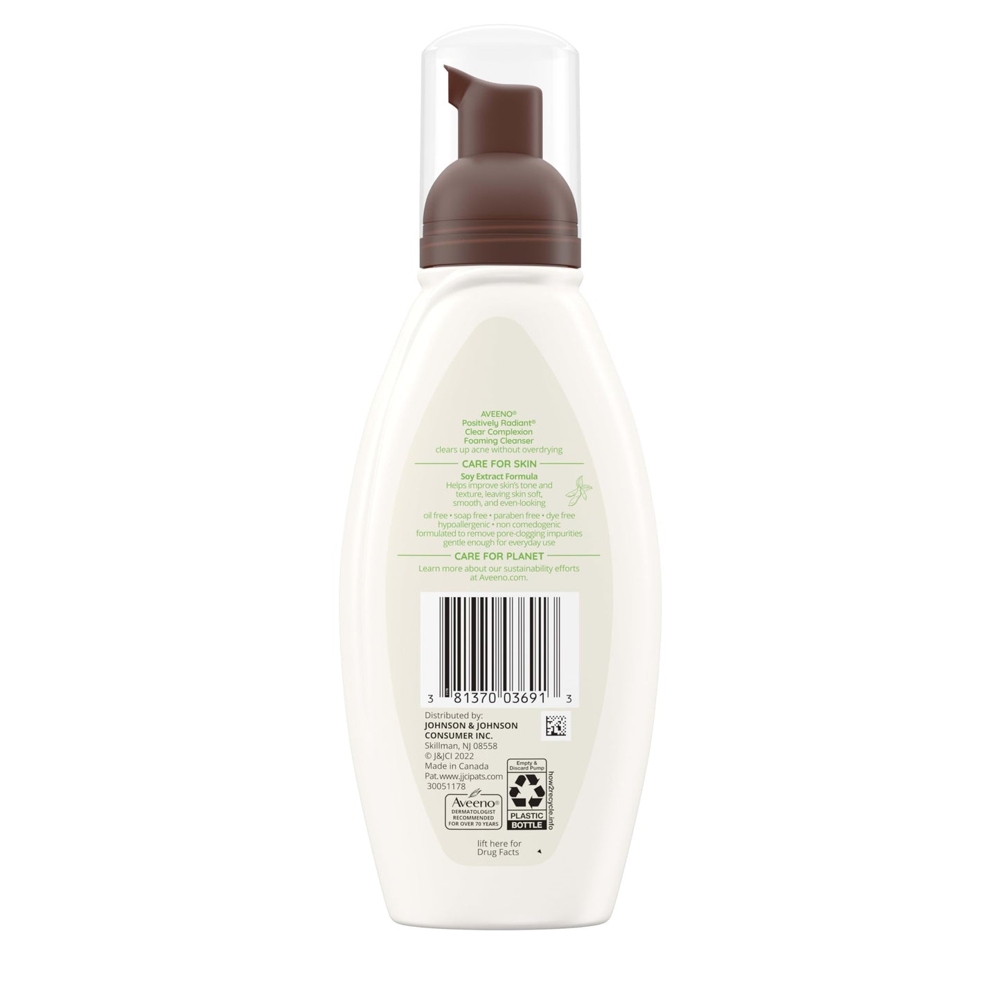 Aveeno Clear Complexion Foaming Oil-Free Face Wash with Soy & 0.5% Salicylic Acid, Acne Treatment for Sensitive, Acne-Prone Skin, 6 fl. oz