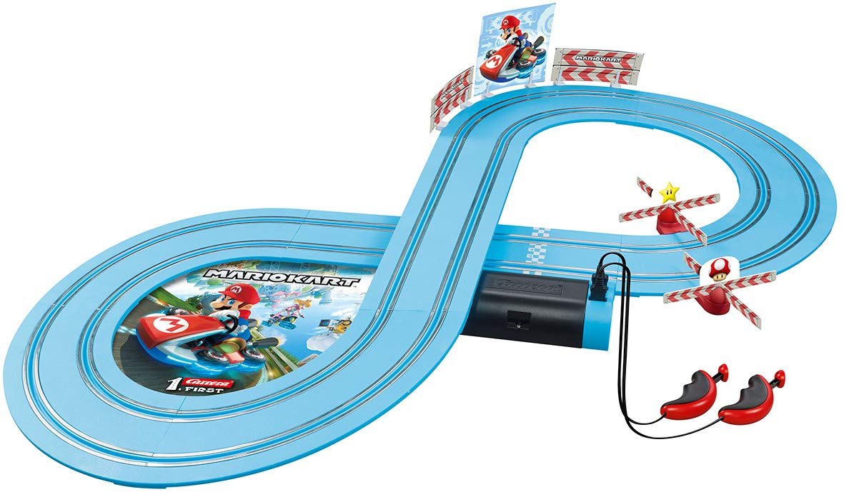 Carrera First Nintendo Mario Kart Slot Car Set with Mario & Yoshi Cars – Battery-Powered Beginner Racing Track Toy for Kids 3+