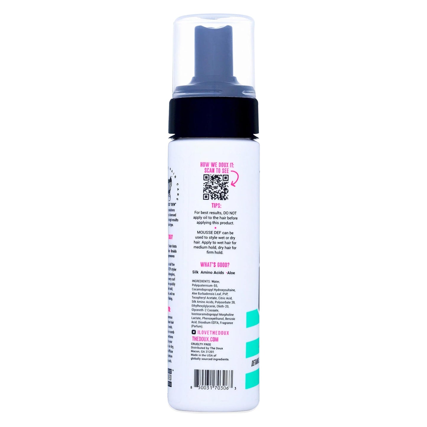 The Doux Multi-Use Mousse Def Texture Foam – Styling Mousse for Curly & Textured Hair, Adds Curl Definition, Volume & Shine, Curl Cream Alternative