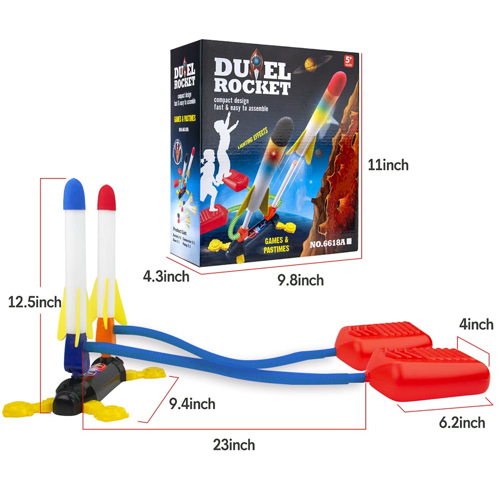 BananMelonBM Kids Rocket Launcher Toy – Foam Jump Rockets, 8 Flashing Rockets, Outdoor Duel Game for Boys & Girls Ages 5-8, STEM Gift