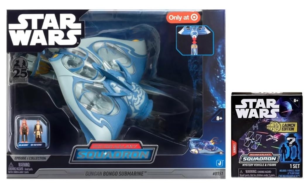 Star Wars Micro Galaxy Squadron Combo Pack Bundle with 1 Series Blind Box (Gungan Bongo Submarine Episode 1 Collection)