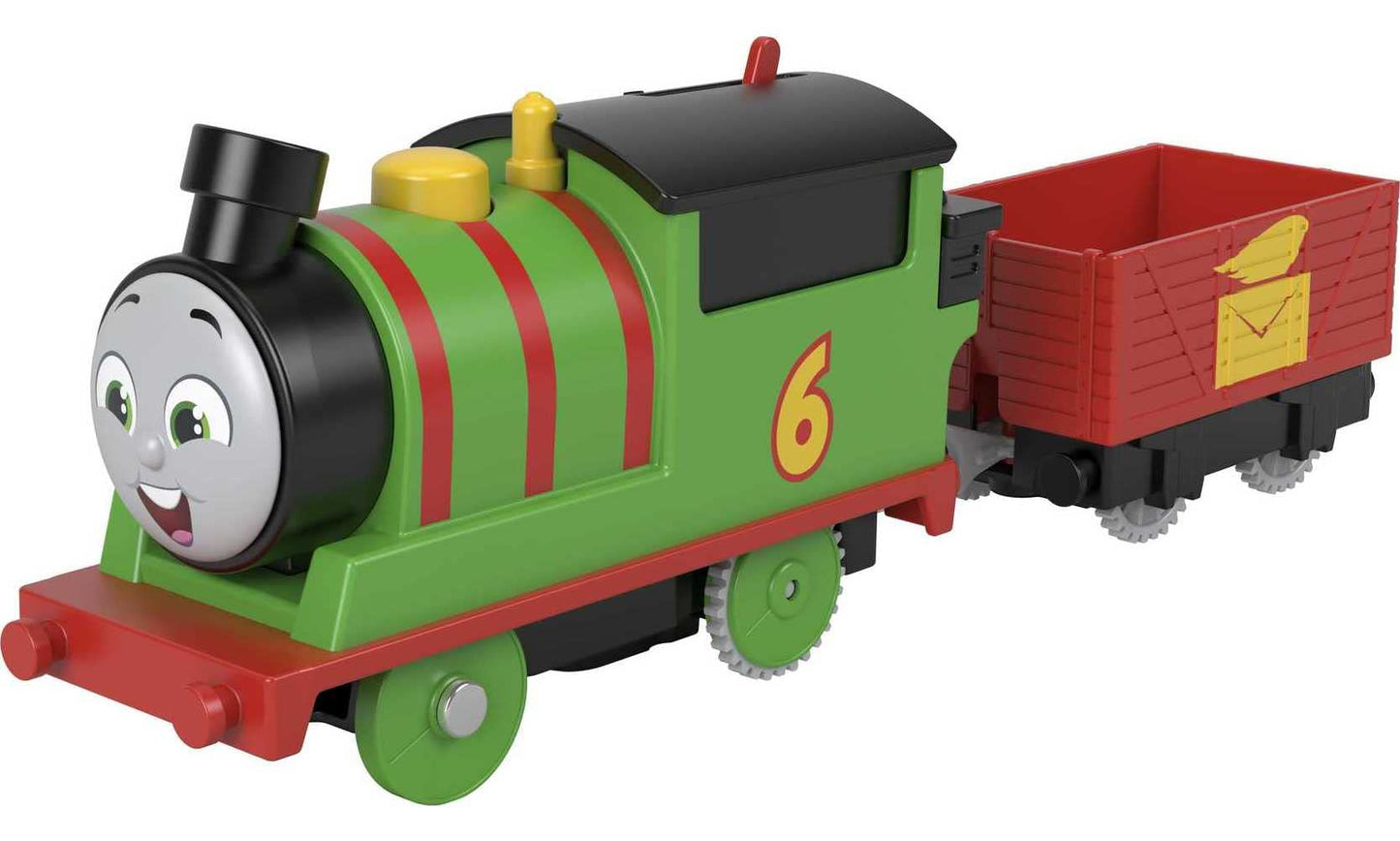 Thomas & Friends Motorized Toy Train Percy Battery-Powered Engine with Tender for Pretend Play Preschool Kids Ages 3+ Years