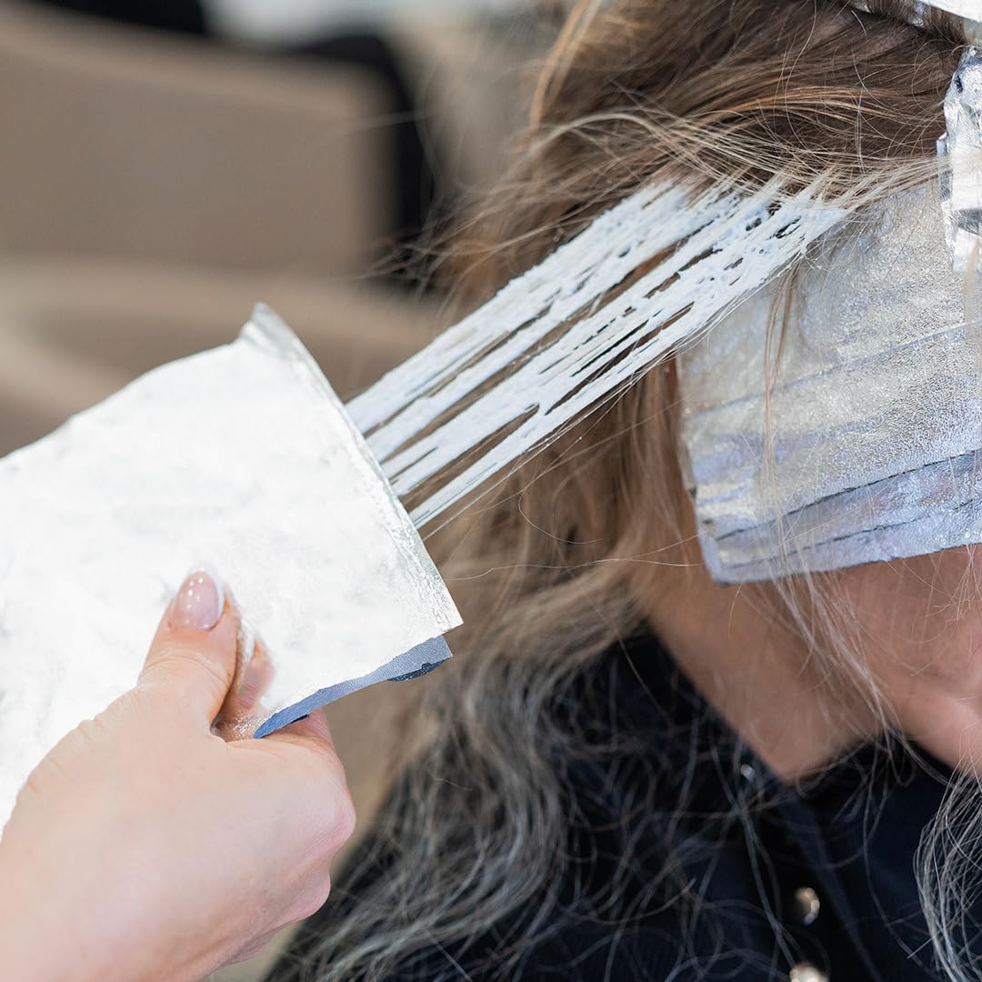 Colortrak Embossed Silver Aluminum Foil Sheets 5x11, 1000 Pre-Cut Pop-Up Dispenser, Non-Slip Textured Foil for Hair Coloring & Highlights