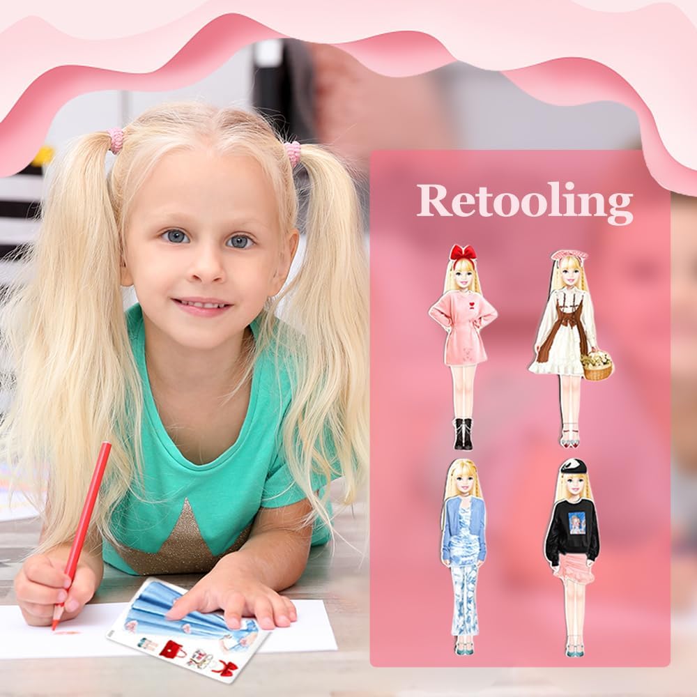 Yilia Magnetic Princess Dress Up Paper Dolls for Girls 4-7, 2025 Pretend Play Toy Set with Magnet Clothes, Birthday Gift