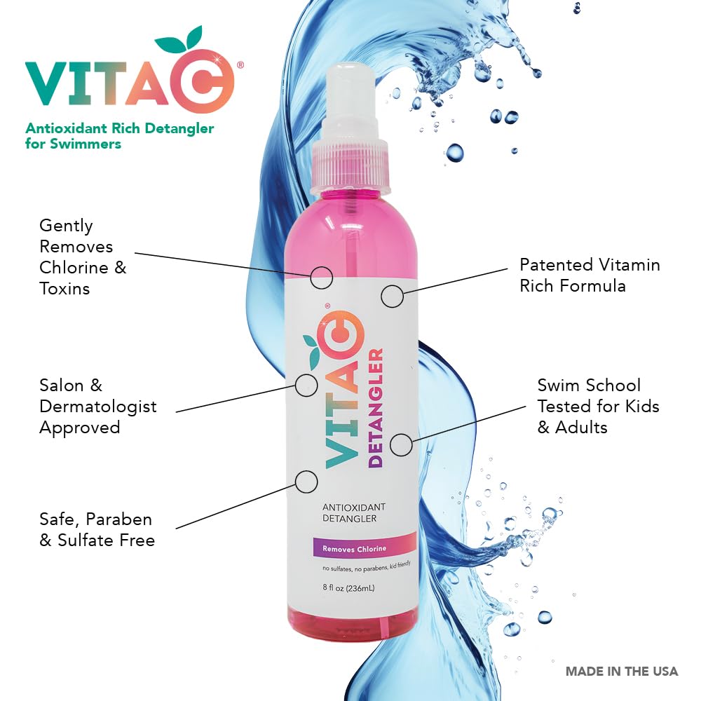 Vita C After Swim Spray 8 Fl Oz – Chlorine Remover & Hair Detangler | Vitamin C Antioxidant Formula to Condition, Soften & Refresh Hair