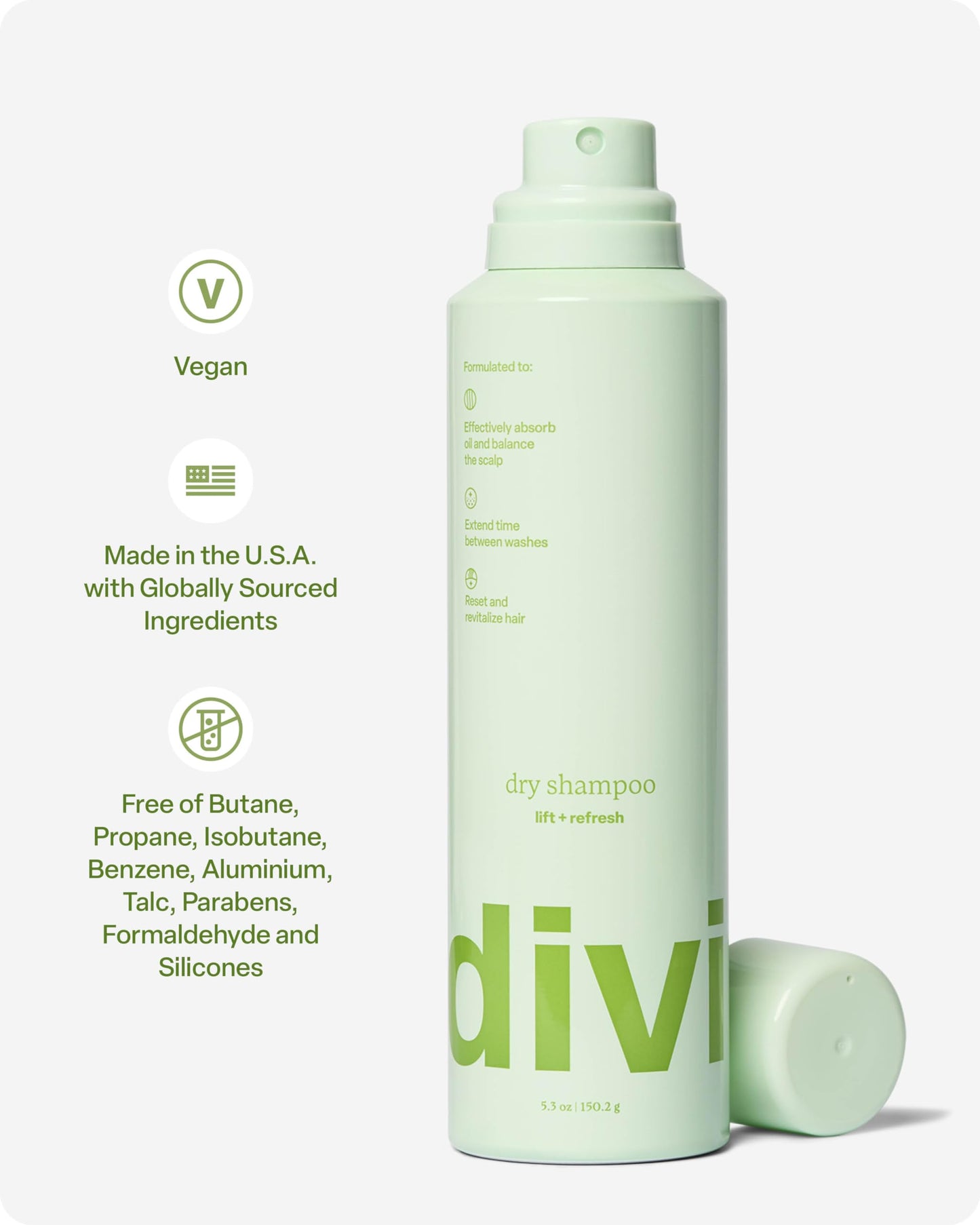 Divi Dry Shampoo Spray for Women, Oil-Absorbing & Scalp-Balancing, Extends Time Between Washes, Talc & Propane Free, 5.3oz