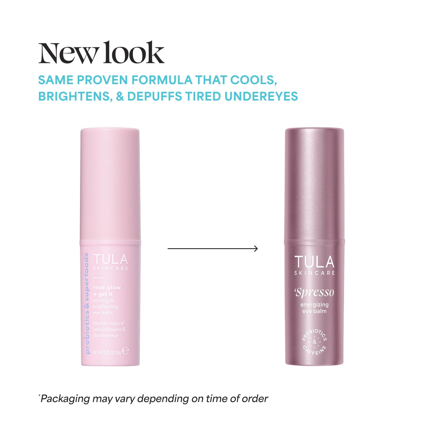 TULA Skin Care Spresso Energizing Eye Balm, Rose Glow – Hydrating Caffeine Treatment for Dark Circles, Portable 0.35 oz