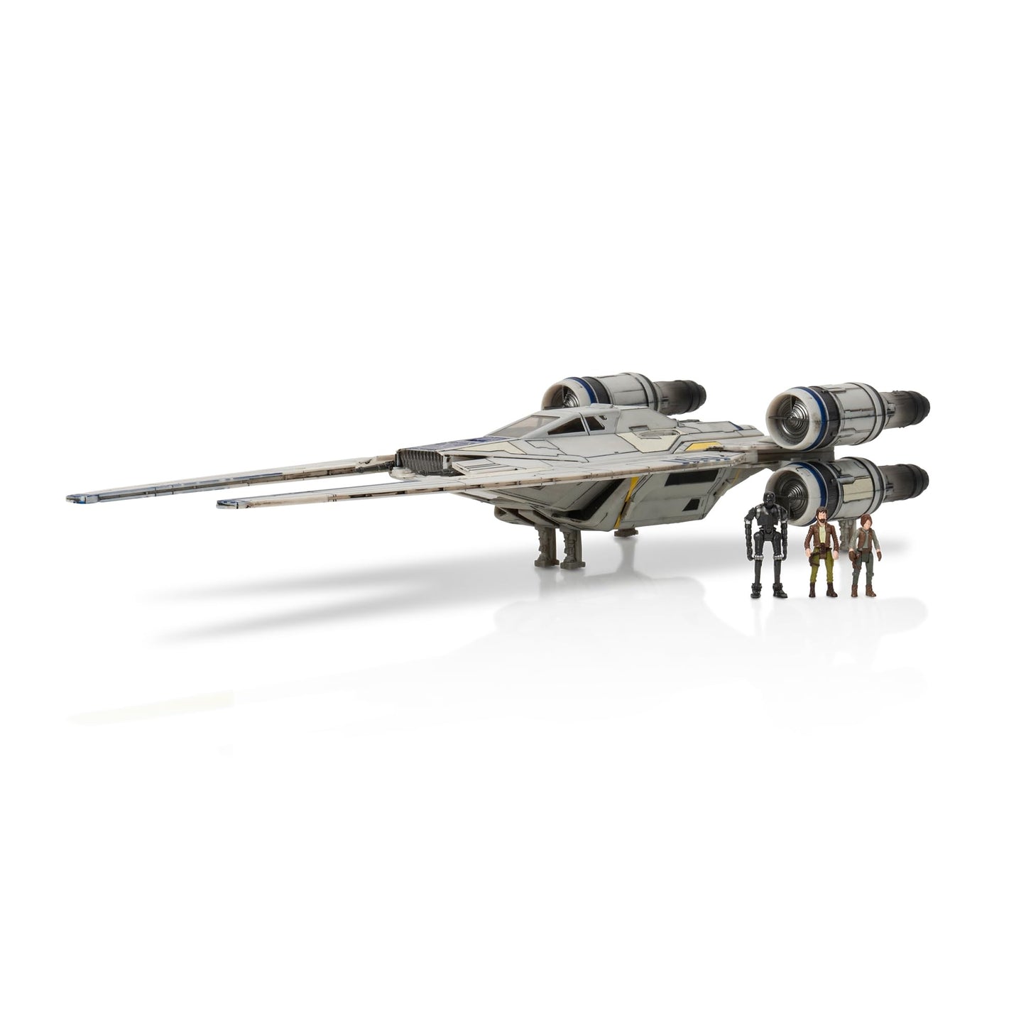 Jazwares Star Wars Micro Galaxy Squadron U-Wing Starfighter, 12" Vehicle with Foldout Wings, Troop Bay, Sniper Gun & 3 Micro Figures