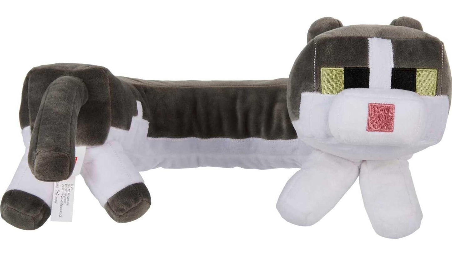 Mattel Minecraft Purring Sounds Neck Pillow, Cat Plush Toy with Sound for Travel, Comfort & Play (Amazon Exclusive)