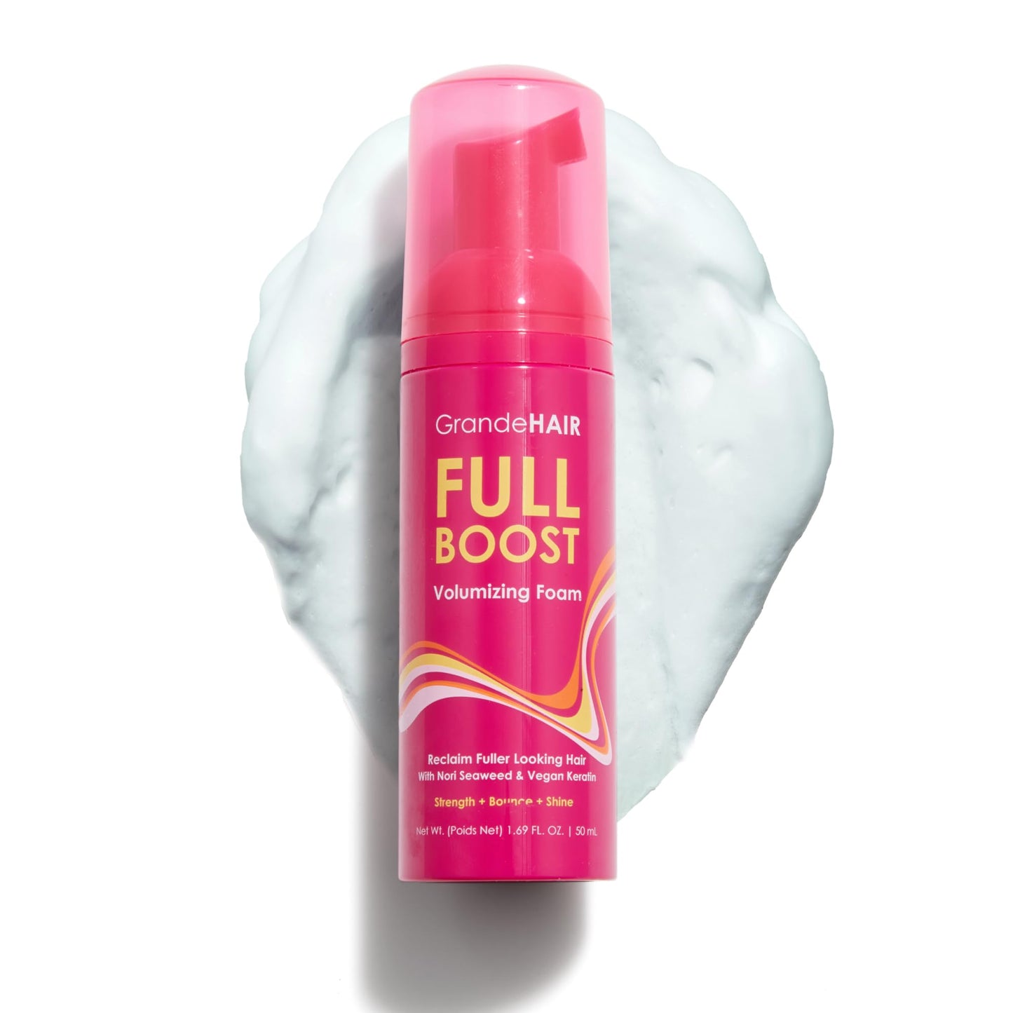 Grande Cosmetics GrandeHAIR Volumizing Foam – Instant Volume & Fuller-Looking Hair, Defines Curls, Non-Sticky Mousse, Travel Size 1.5 oz