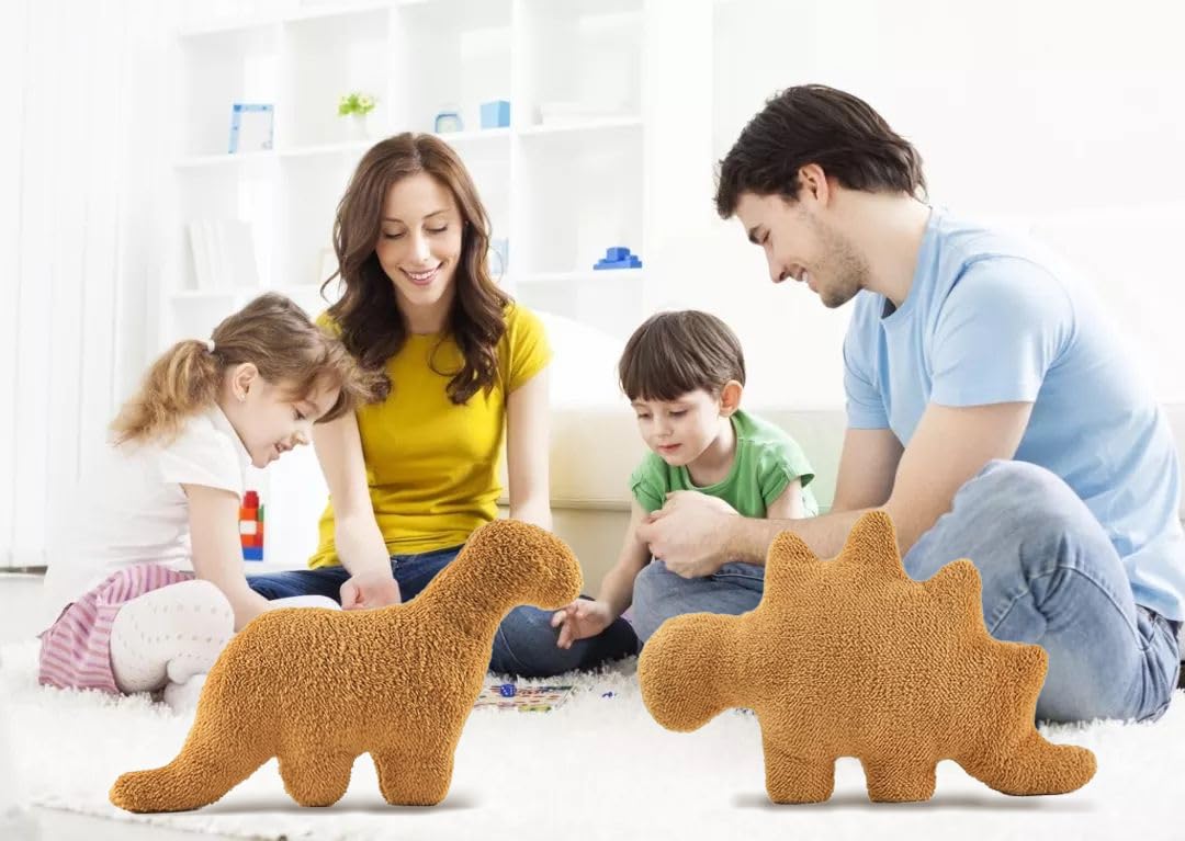 Lixzuch 3 Pack Dino Nugget Plush Pillows 18" – Dinosaur Chicken Nugget Stuffed Toy, Cute Party Decoration & Birthday Gift for Kids