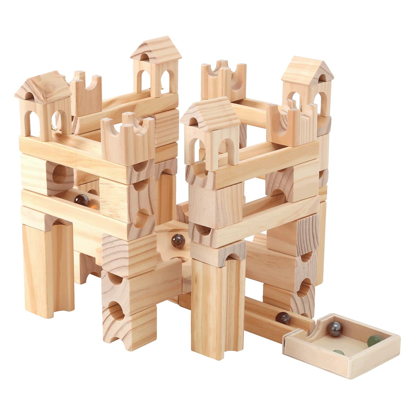 Wooden Marble Run for Kids 4-8 – 80-Piece Building Blocks & Marble Track STEM Toy, Construction Maze Game, Educational Gift for Boys & Girls