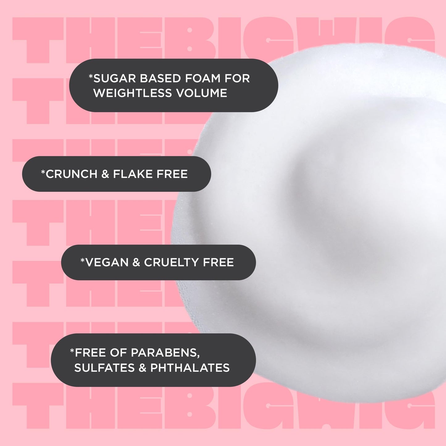 Cake Beauty Volumizing Mousse, The Big Wig - High Volume, Flexible Hold Hair Mousse with 450 F Heat Protection - For All Hair Types - 8.4 oz