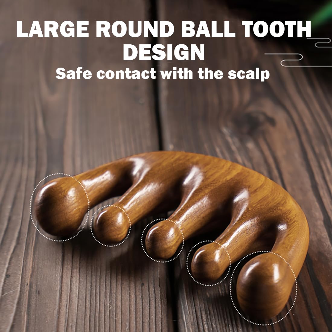 Cureder Wooden Scalp Massager - Handmade 100% Natural Green Sandalwood Wide Tooth Combs - Wood Massage Comb & Sandalwood Comb for Luxurious Hair Care